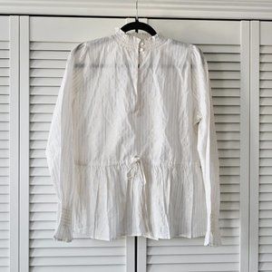 Emerson Fry White and Gold Relaxed Tie Front Blouse
